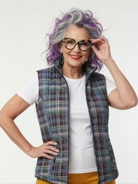 Hannah Vibrant Plaid Puffer Vest